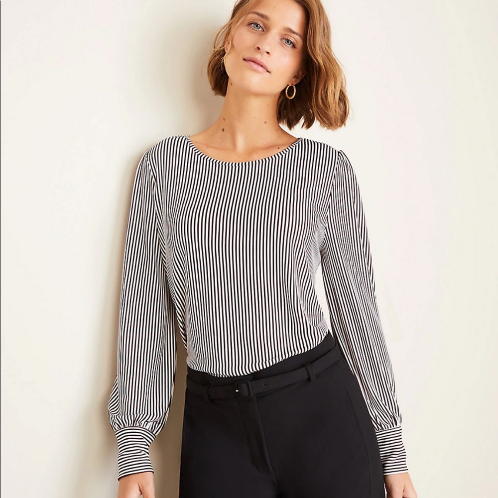 Ann Taylor Striped Matte Jersey Blouse